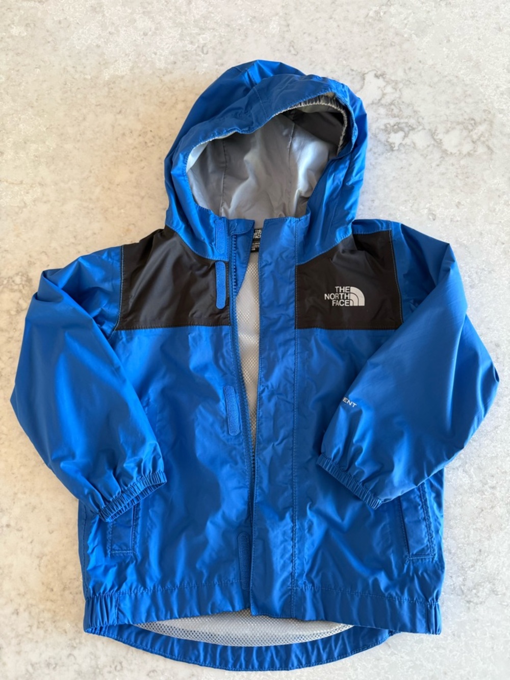 The North Face Blue and Black Kids' Hooded Raincoat